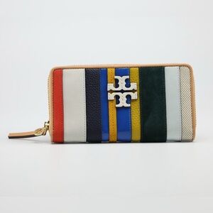 Tory Burch Stripe Zip Continental Wallet